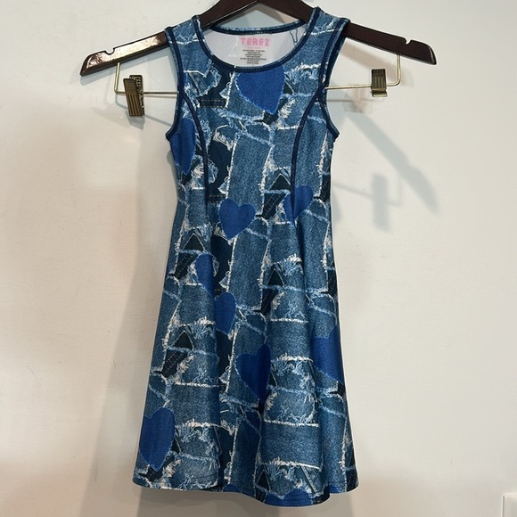 Terez bundle 2 size 5 Fit and Flare Sleeveless mini Dress candy heart & denim - Picture 6 of 8